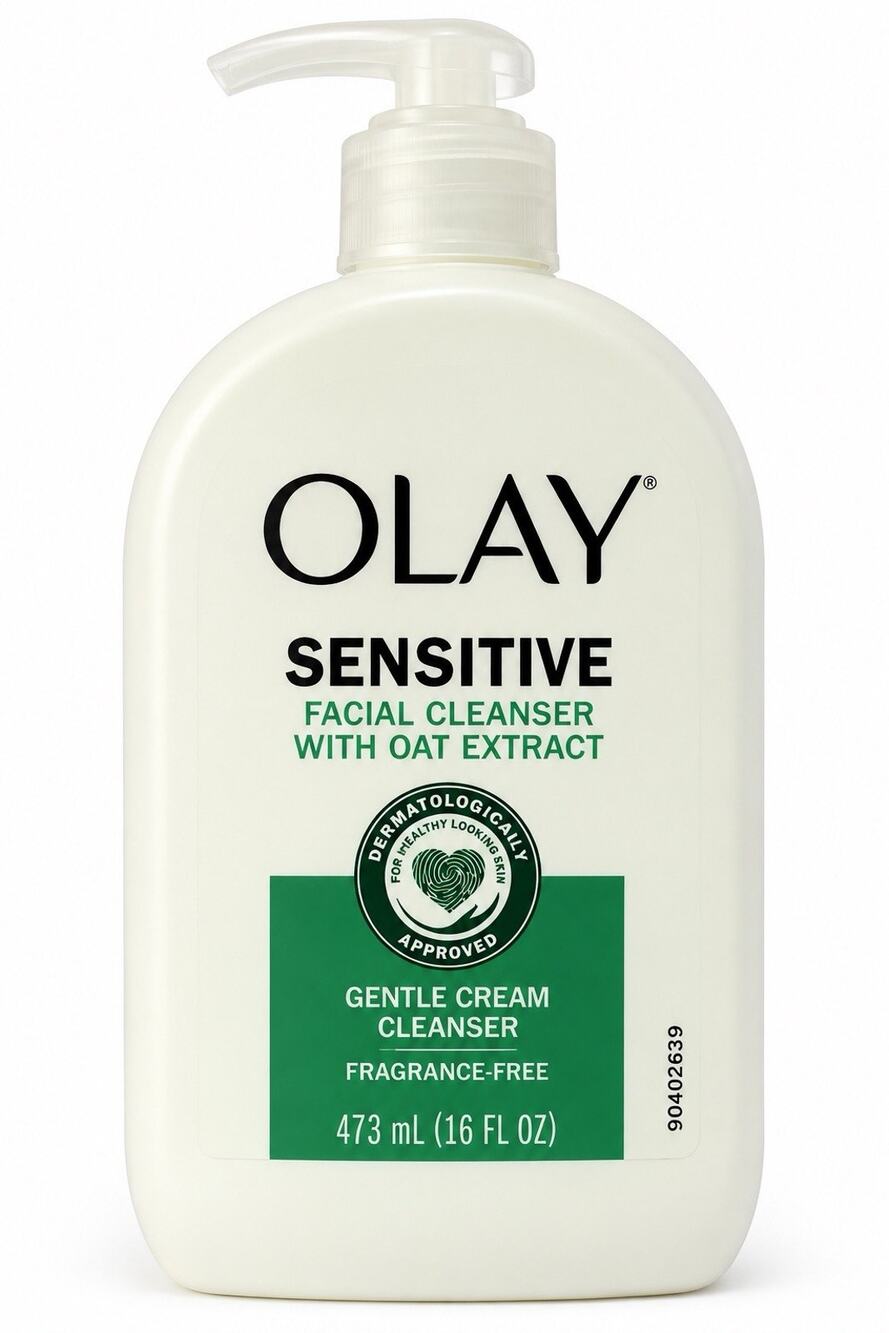 Olay Sensitive Gentle Facial Cream Cleanser w/Oat Extract Fragrance-Free 16oz